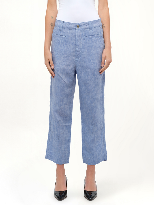 Image of a model wearing Pants. Product name - Loewe x Paula Fisherman Pants in Blue colour by brand - LOEWE