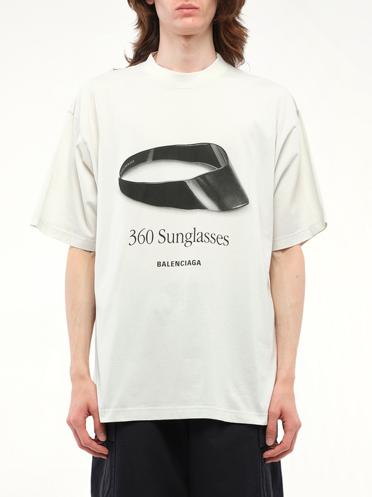 Image of Sunglasses. Productname: BALENCIAGA 360 Sunglasses Medium Fit T-Shirt in White colour by brand - BALENCIAGA
