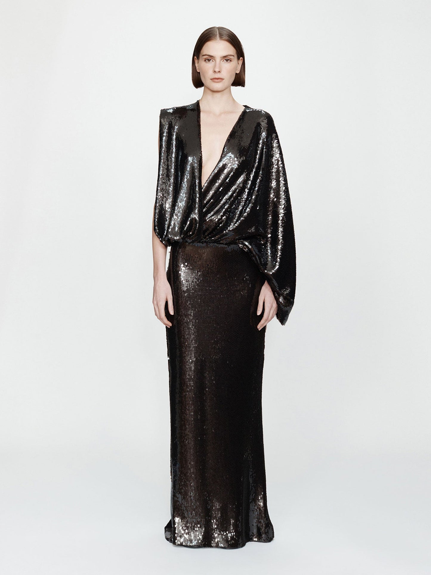Image of Dresses. Productname: CHRISTOPHER ESBER Opaline Sequin Swaddled Gown in Umber colour by brand - CHRISTOPHER ESBER