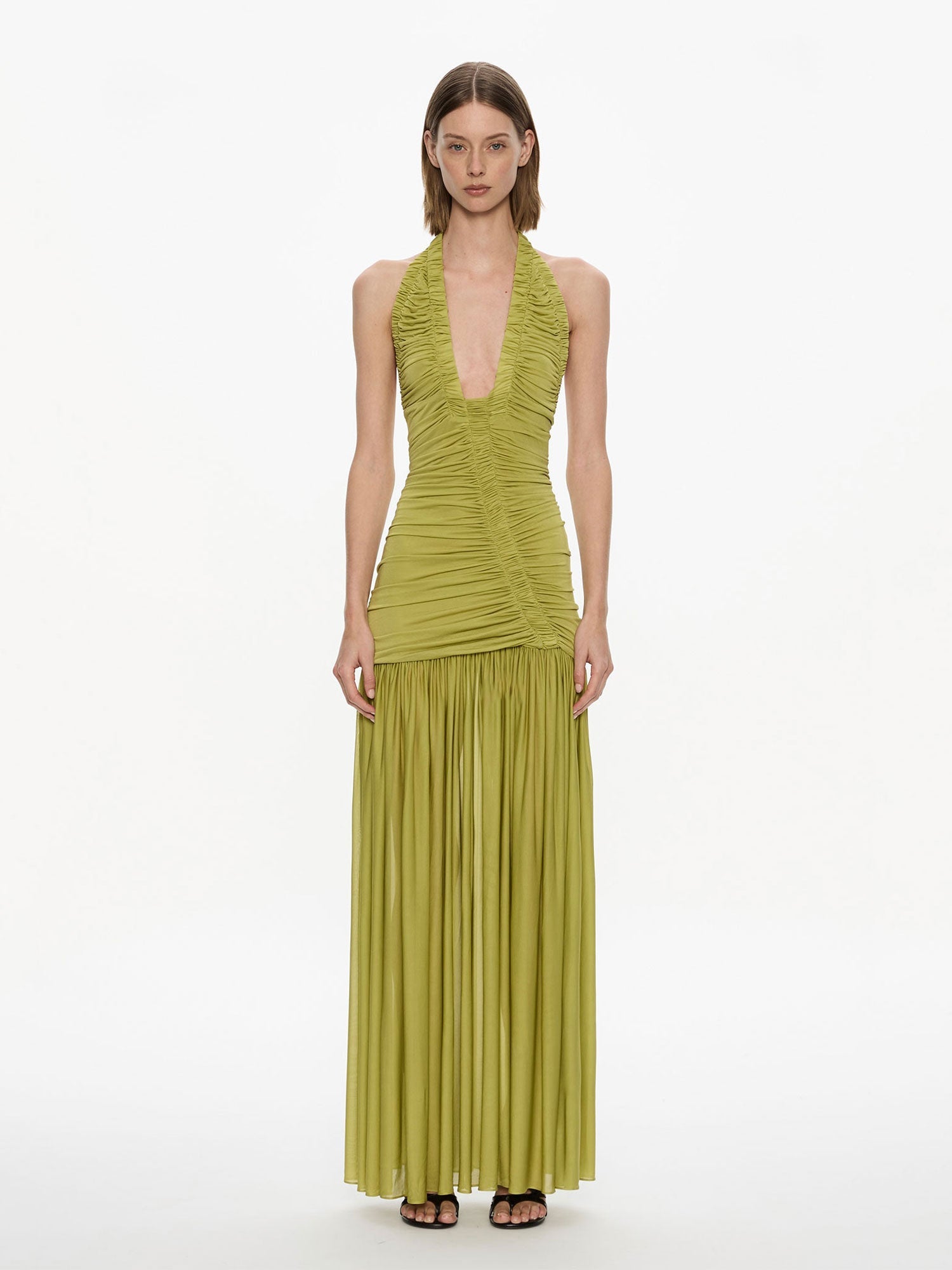 Image of Dresses. Productname: Orion Gown in Olive colour by brand - Christopher Esber