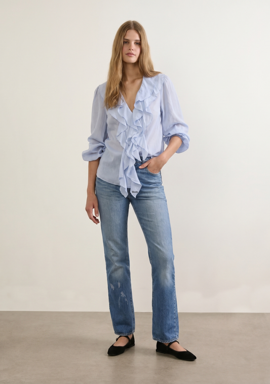 Image of Shirts. Productname: Auguste The Label Celina Blouse in Blue colour by brand - Auguste The Label