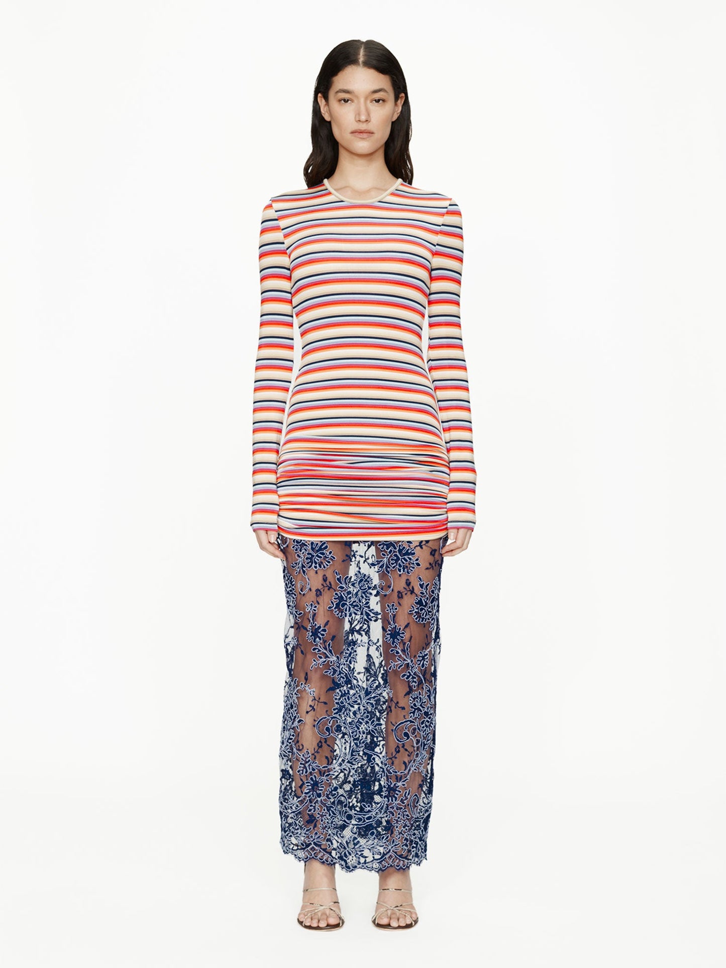 Image of Dresses. Productname: CHRISTOPHER ESBER Calypso Iris Lace Long Sleeve Dress in Stripe colour by brand - CHRISTOPHER ESBER