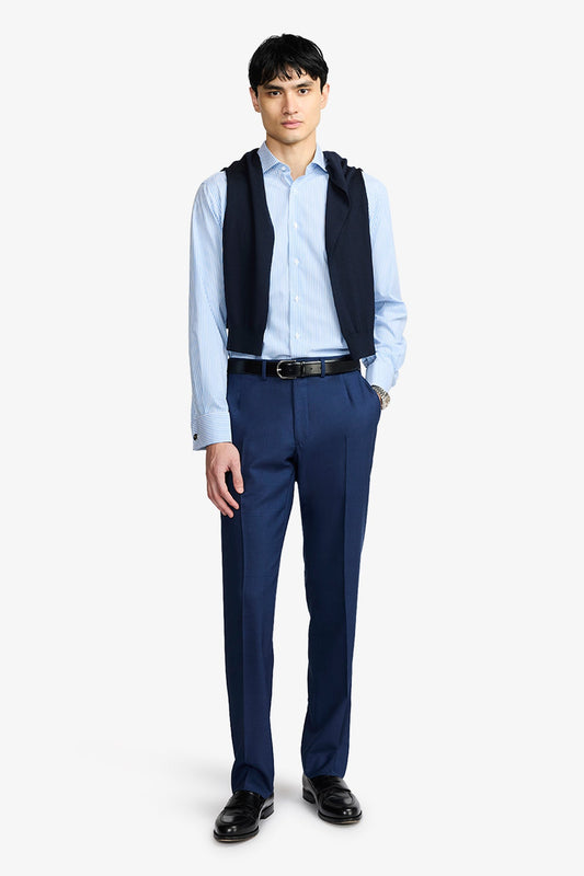 Image of Shirts. Product name - Garret Formal Shirt Blue Bengal Stripe in Blue colour by brand - Anthony Squires