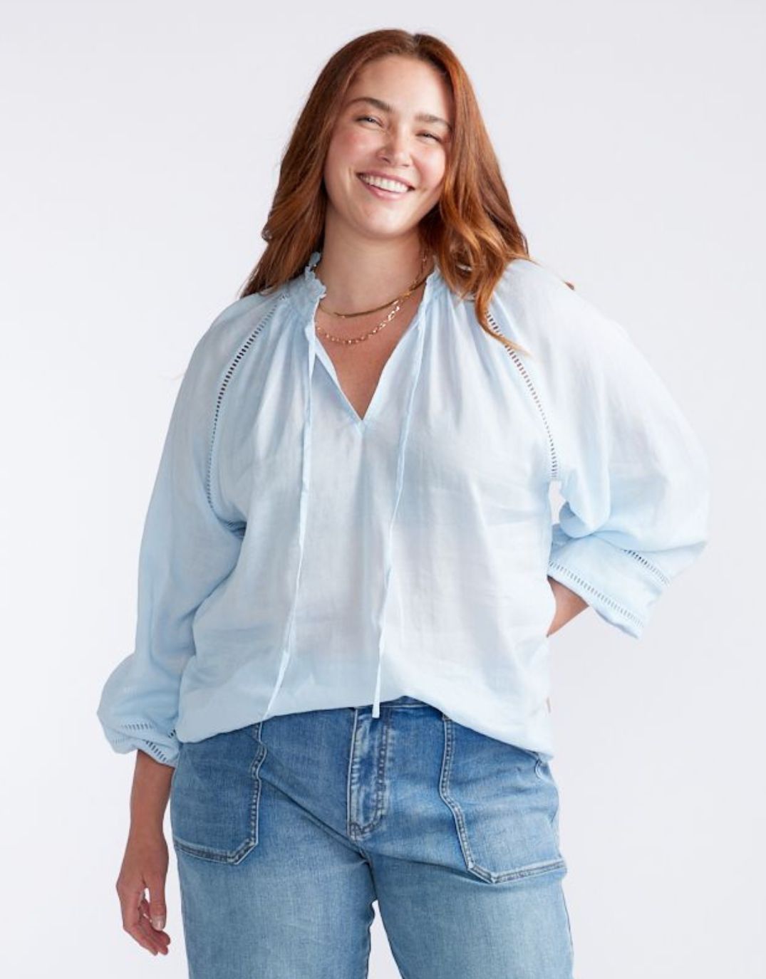 White & Co. Isabelle Blouse (Ice Blue)