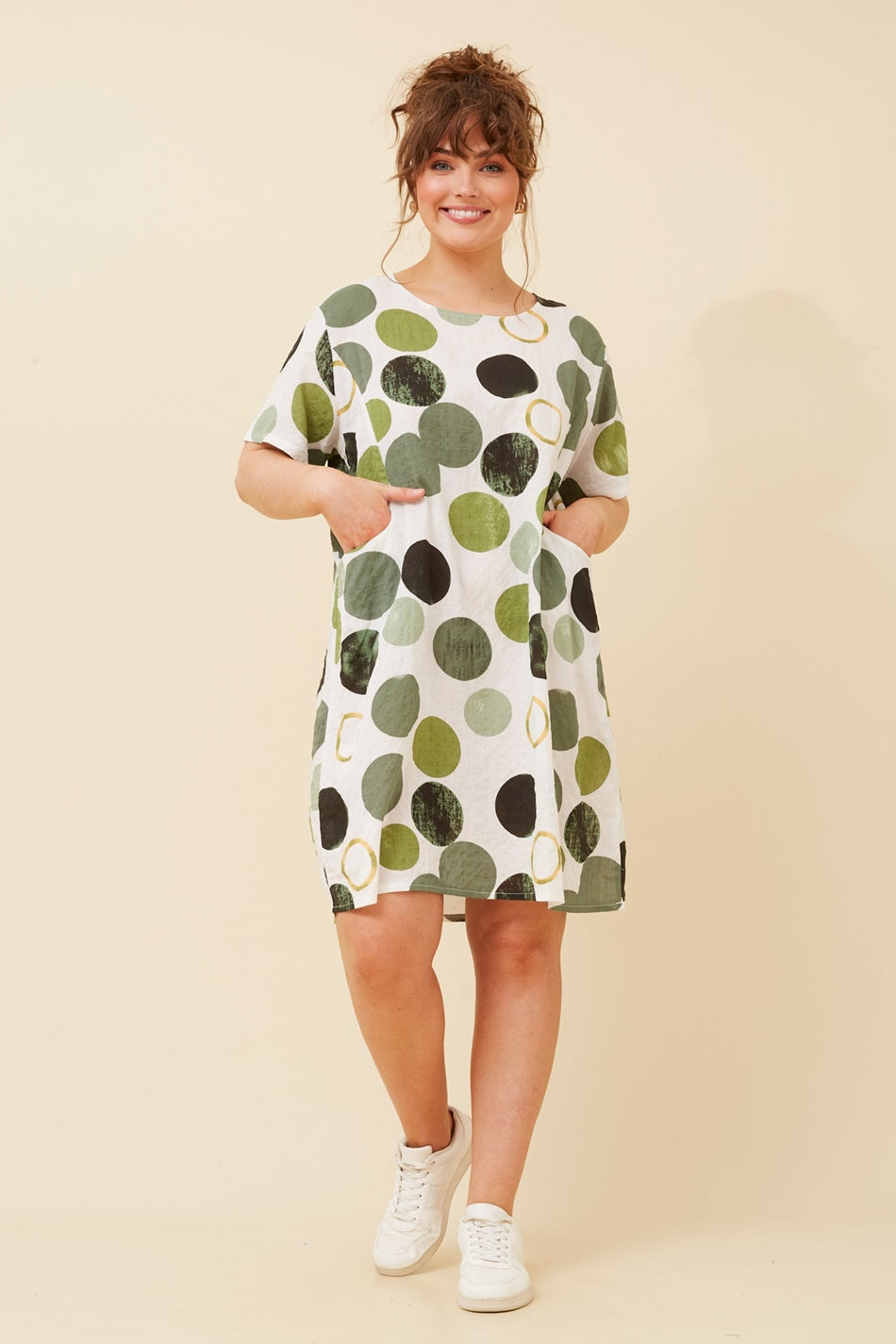 VINE POLKA DOT SHIFT DRESS (Emerald)