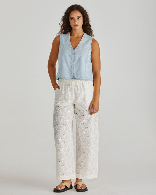 Sass Clothing Sabine Denim Vest (Bleach)