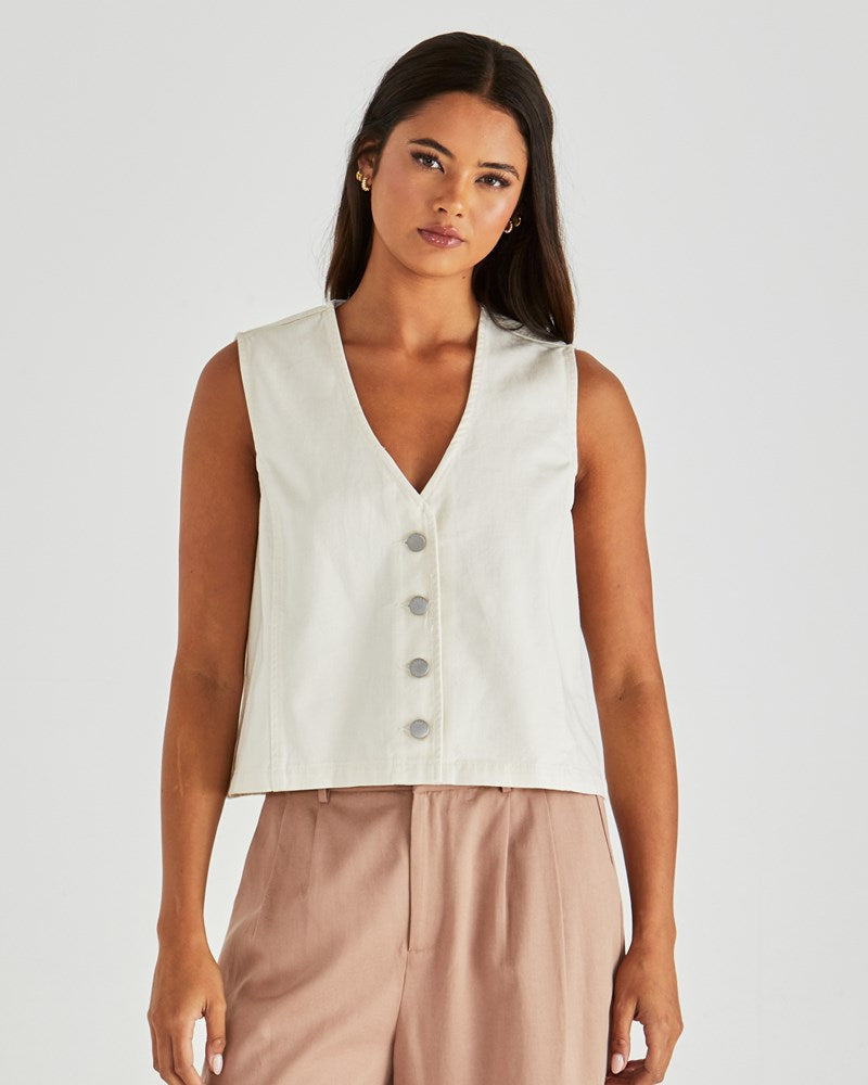 Sass Clothing Sabine Denim Vest (Parchment Wash)
