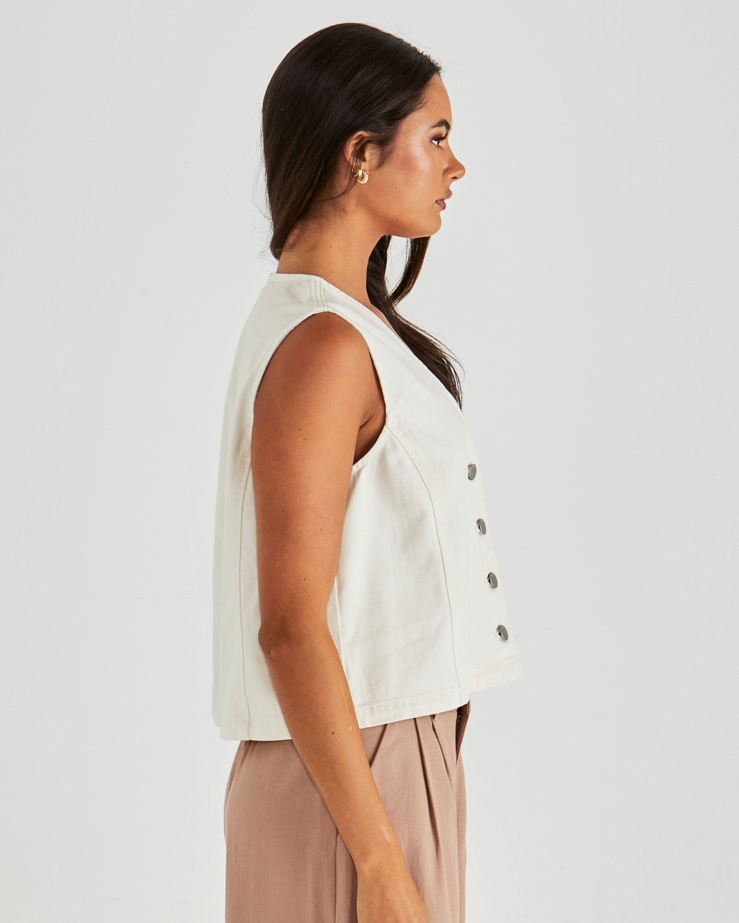 Sass Clothing Sabine Denim Vest (Parchment Wash)