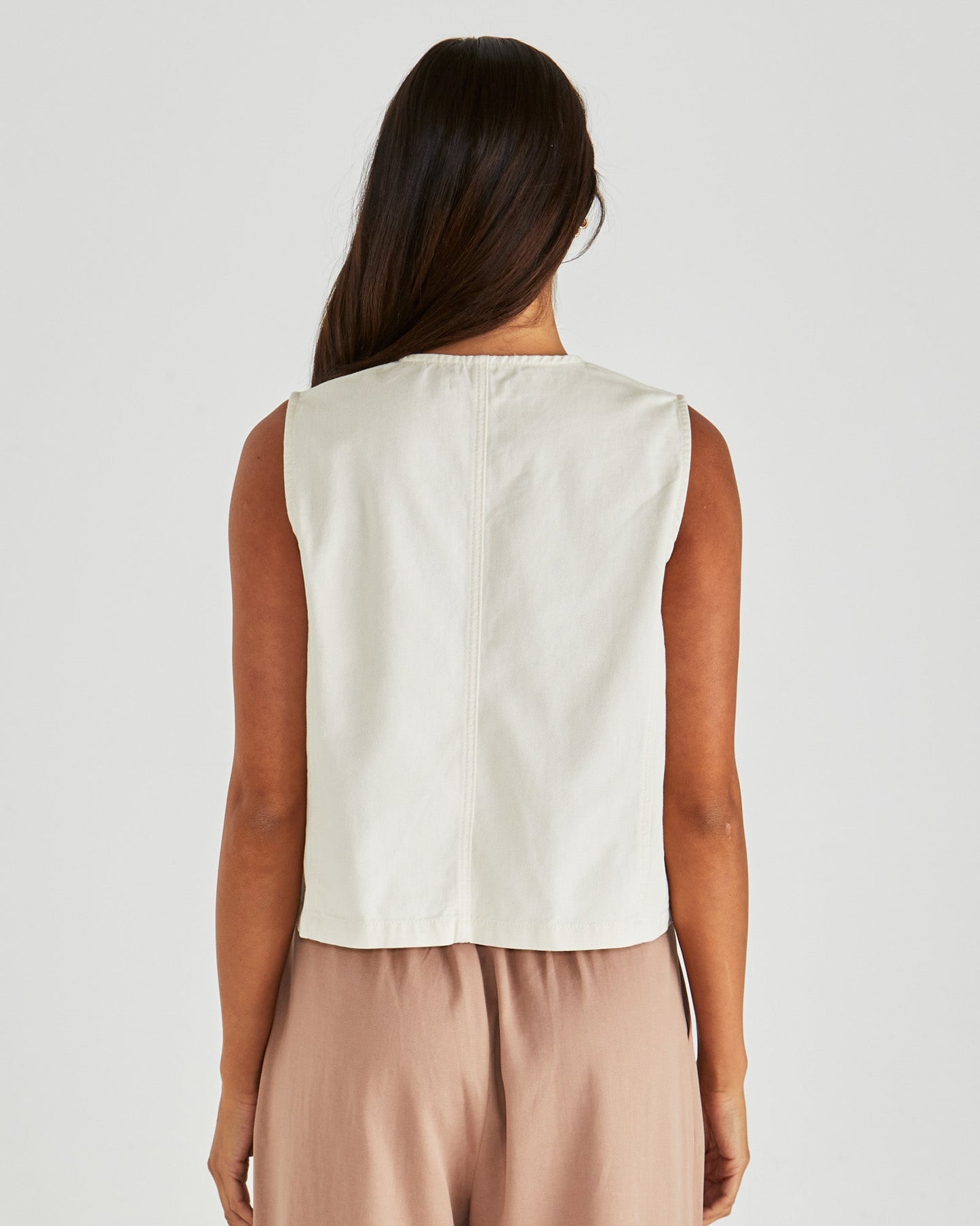 Sass Clothing Sabine Denim Vest (Parchment Wash)