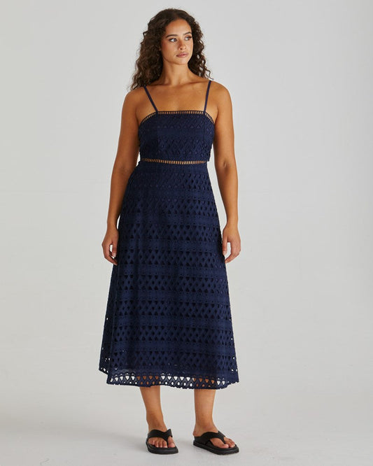 Sass Clothing Kali Broderie Dress (Navy)