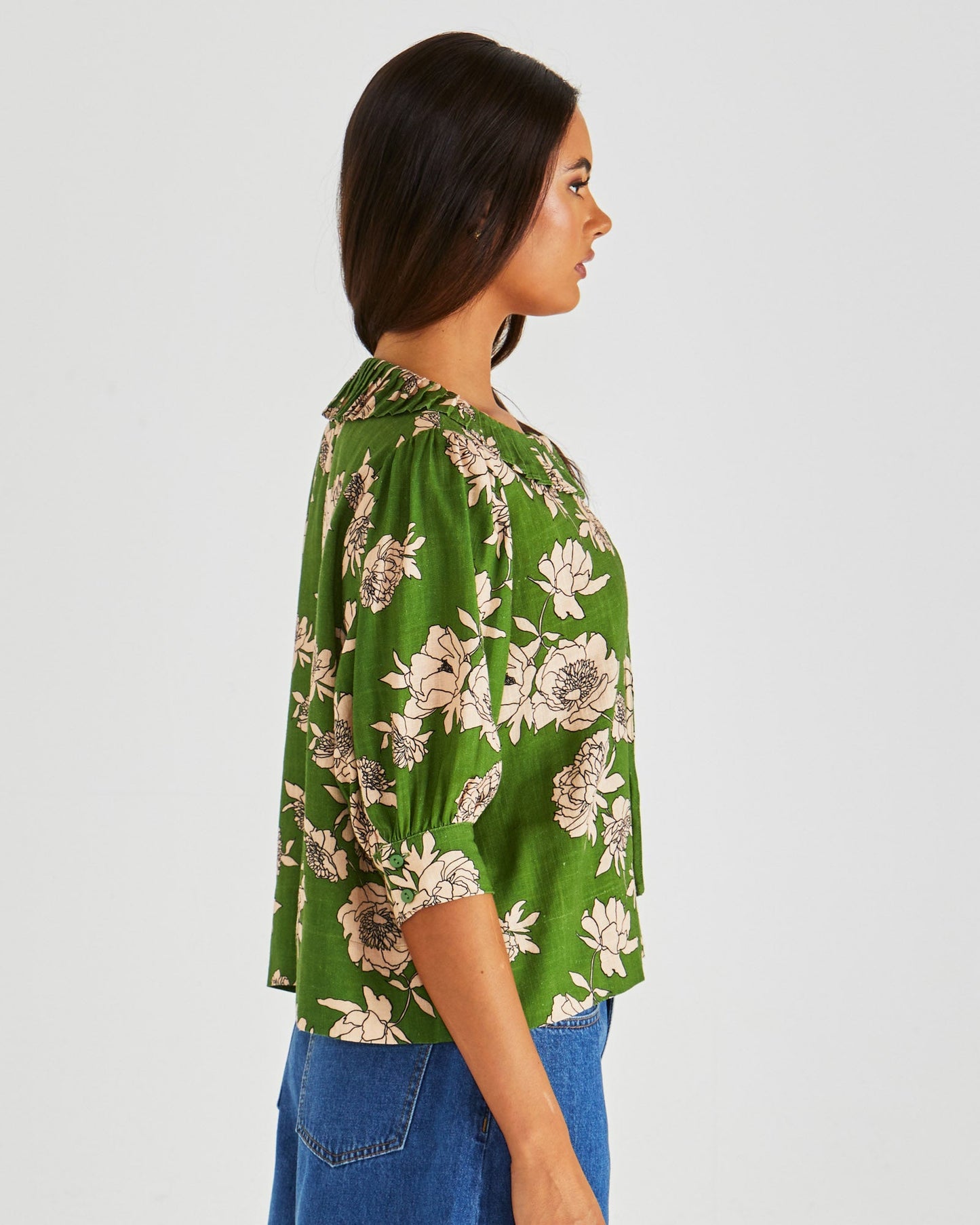 Sass Clothing Antonie Pleated Blouse (Moonflower)