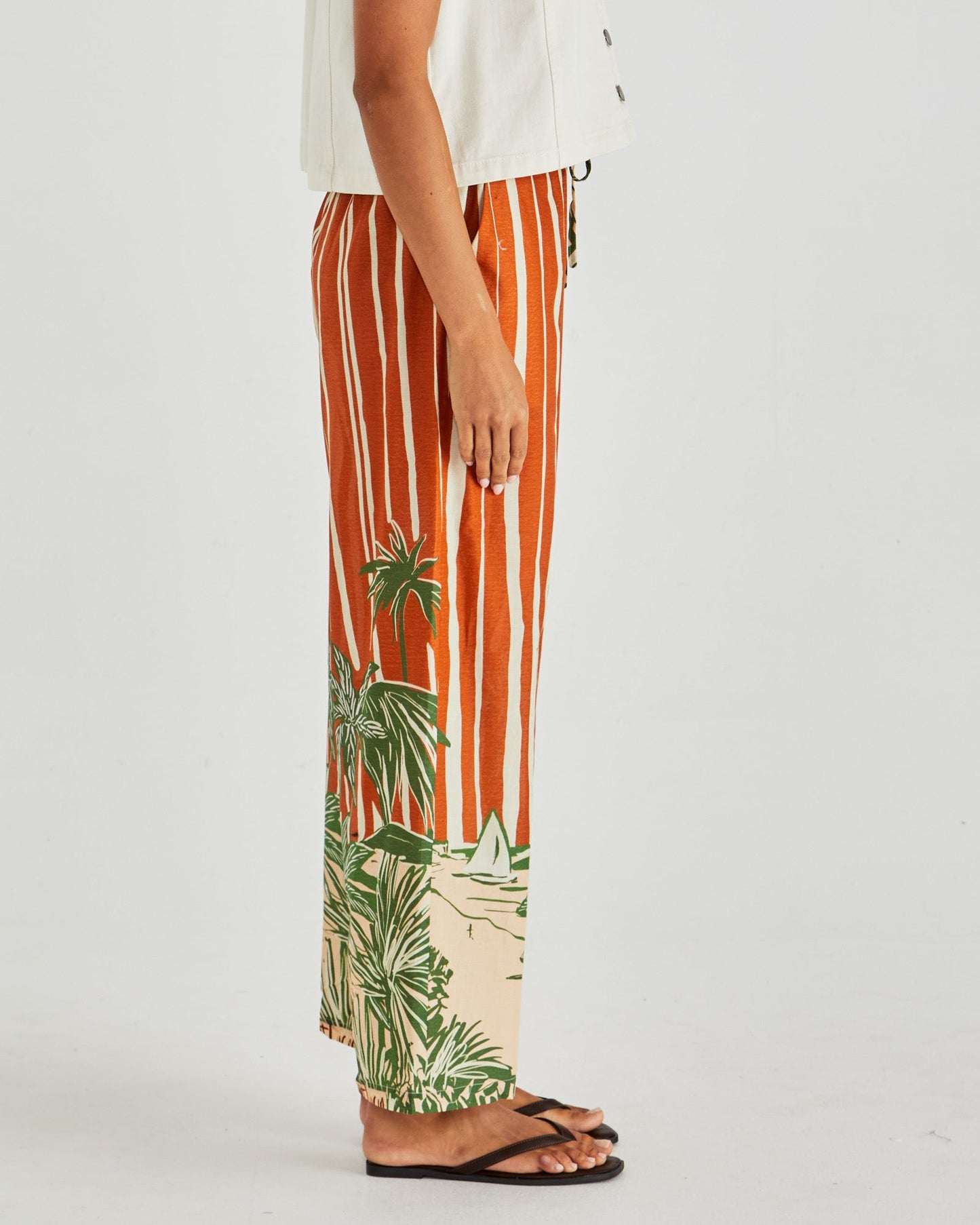 Sass Clothing Mina Elasticated Pant (Palm Stripe)