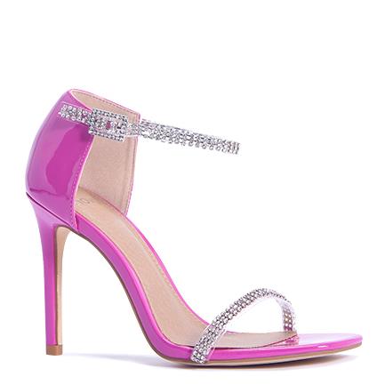 Image of Sandals. Product name - Lyra Women's Strappy High Heel Magenta Novo Sandals in Magenta colour by brand - NOVO