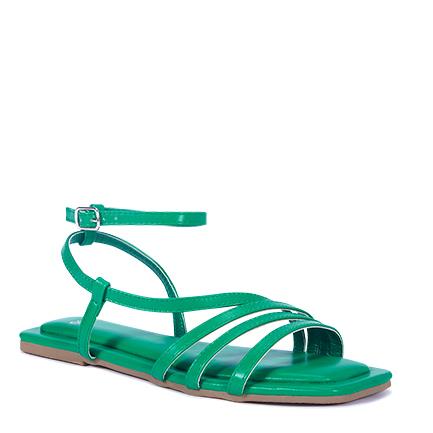 Image of Sandals. Product name - Tahira Women's Strappy Flat GREEN Novo Sandals in Green colour by brand - NOVO