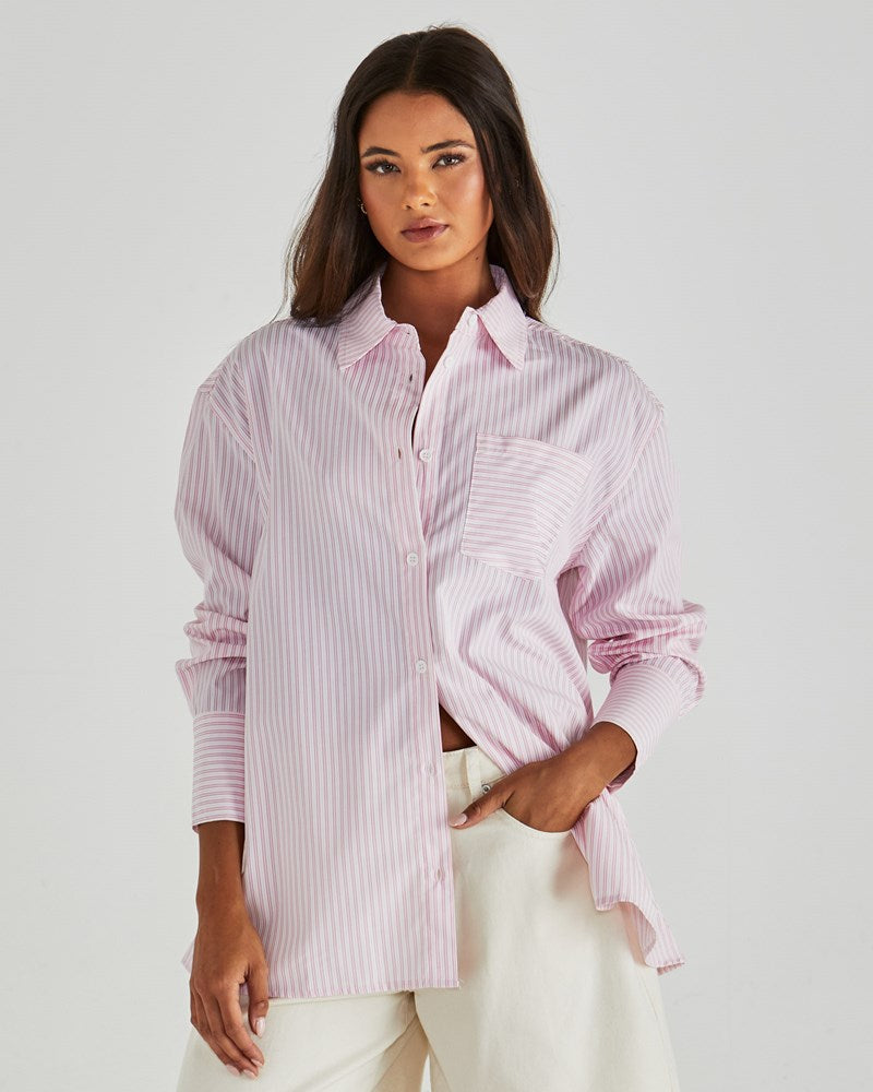 Sass Clothing Ambrose Shirt (Pink Stripe)