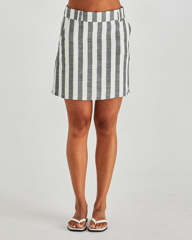 Sass Clothing Nevada Skirt (Cream Black Stripe)