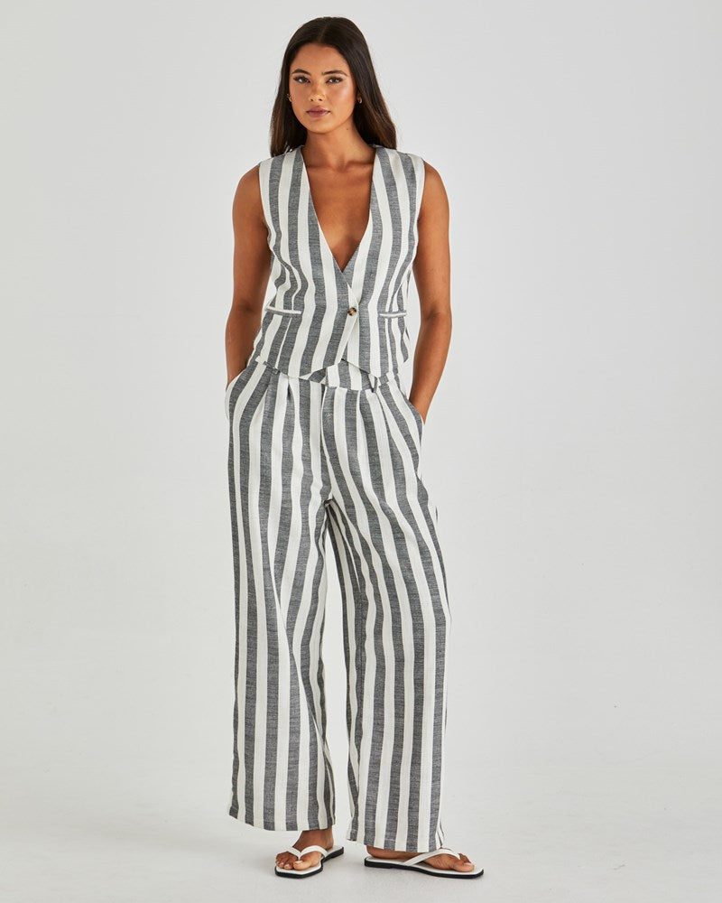 Sass Clothing Nevada Vest (Cream Black Stripe)