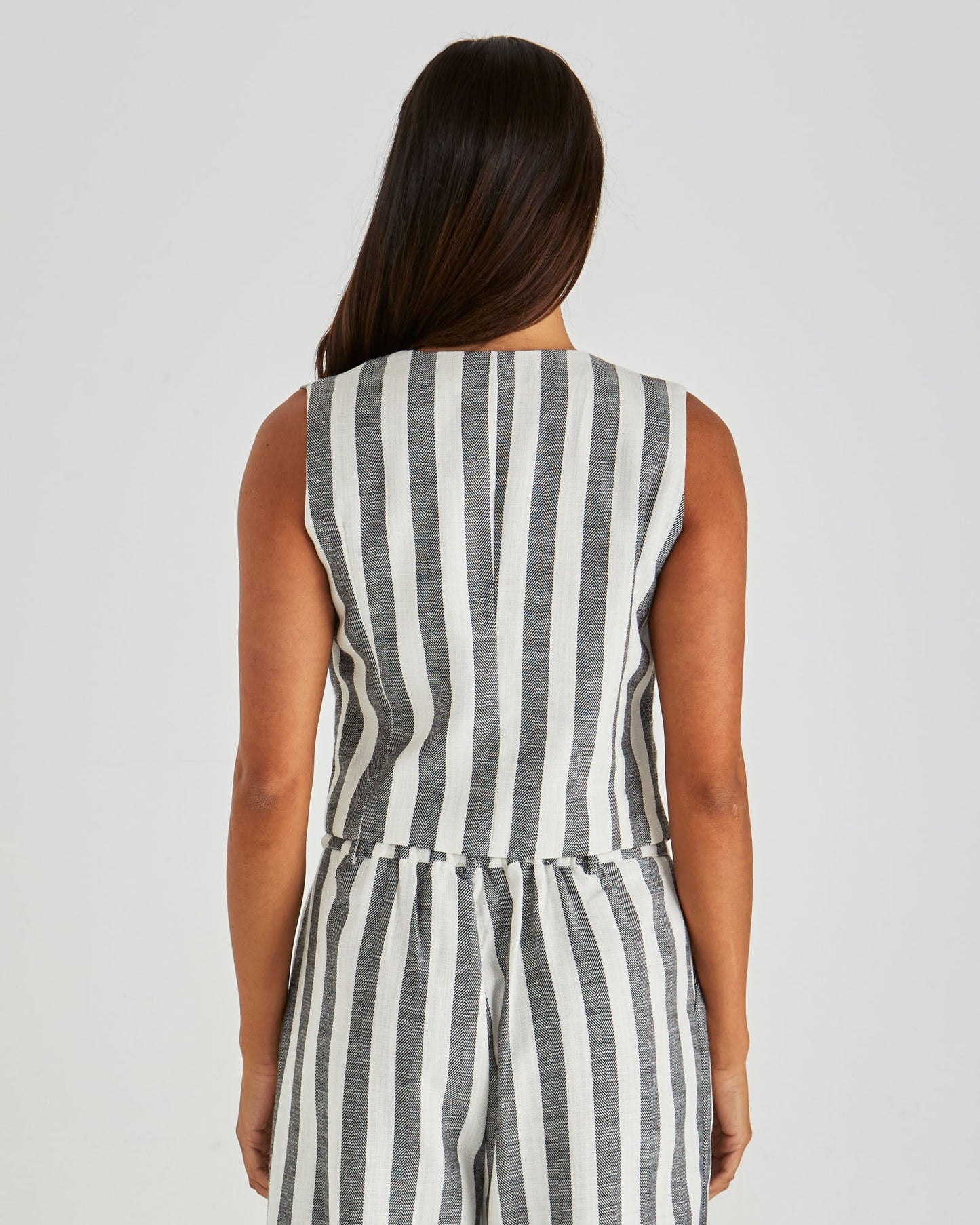 Sass Clothing Nevada Vest (Cream Black Stripe)