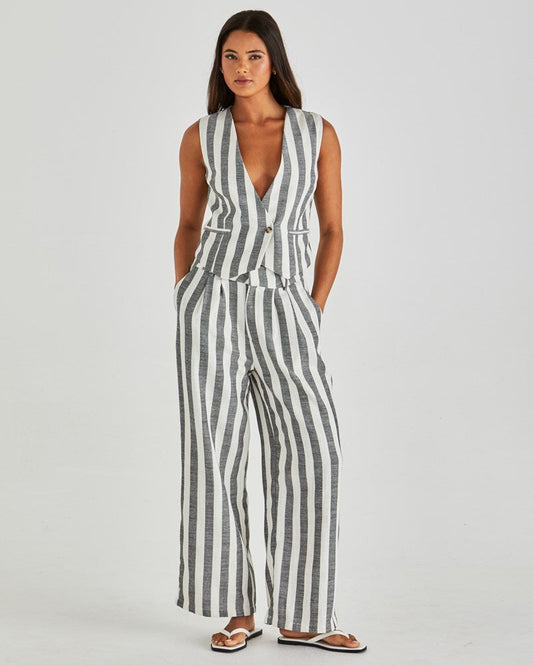 Sass Clothing Nevada Pant (Cream Black Stripe)