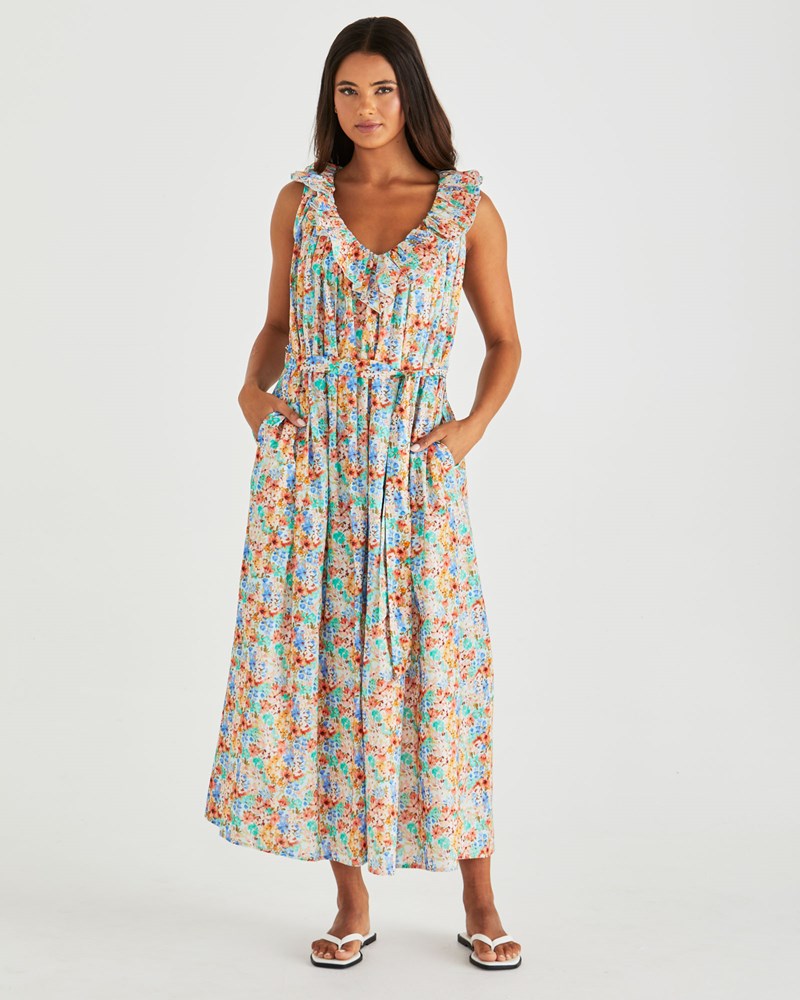 Sass Clothing Panna Ruffled Neck Dress (Blossom)