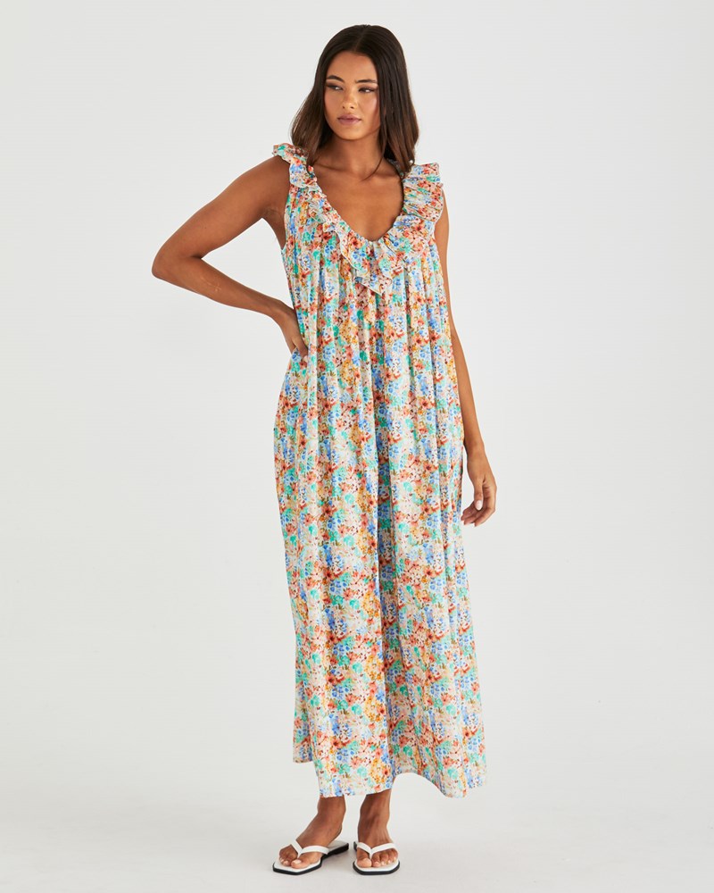 Sass Clothing Panna Ruffled Neck Dress (Blossom)
