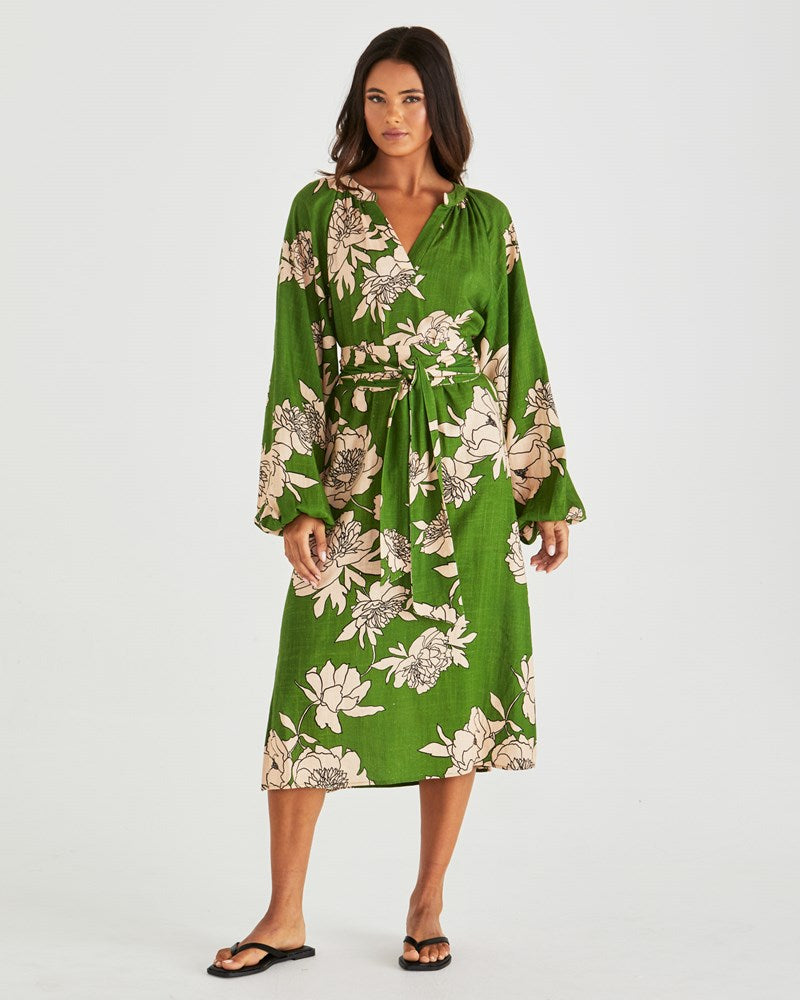 Sass Clothing Antonie Obi Belt Dress (Moonflower)