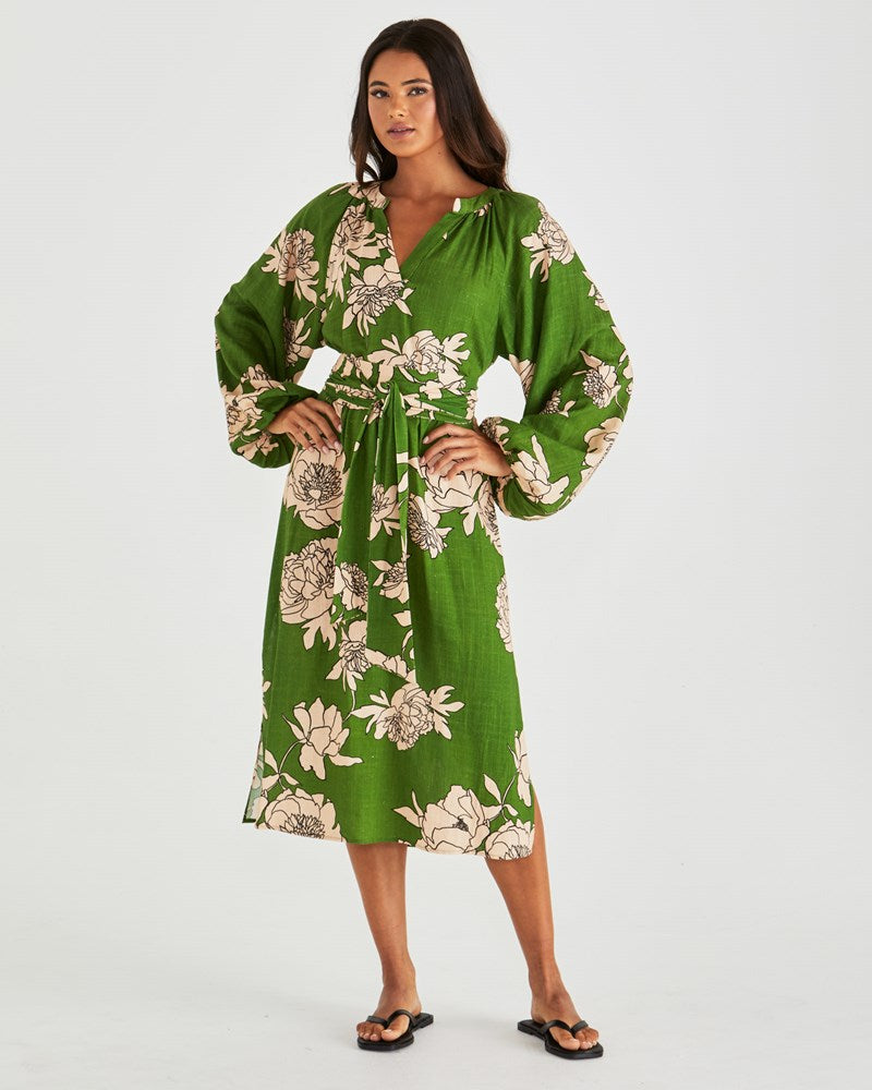 Sass Clothing Antonie Obi Belt Dress (Moonflower)