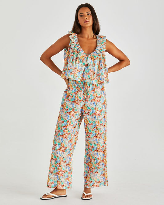 Sass Clothing Panna Ruffled Neck Tank (Blossom)
