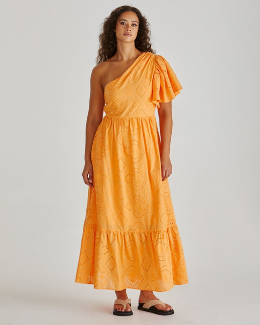Sass Clothing Riva One Shoulder Maxi Dress (Orange)