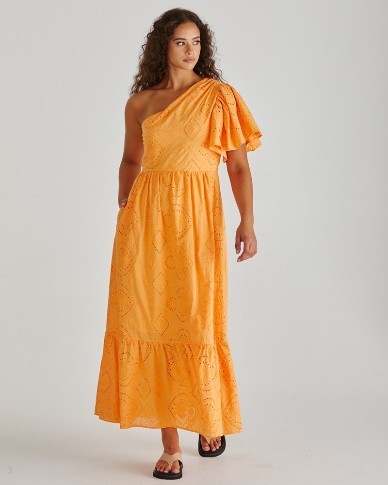 Sass Clothing Riva One Shoulder Maxi Dress (Orange)
