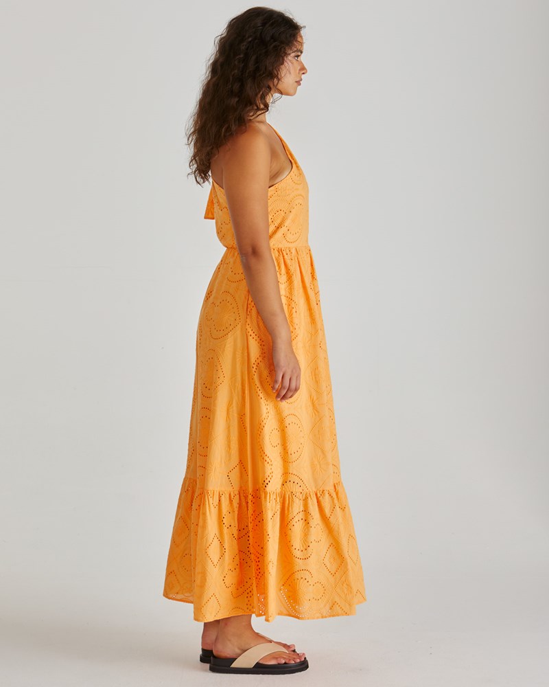 Sass Clothing Riva One Shoulder Maxi Dress (Orange)