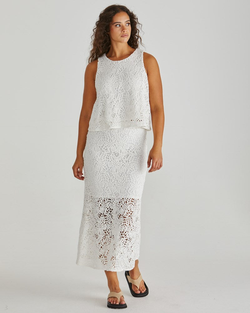 Sass Clothing Kai Crochet Lace Tank (White)