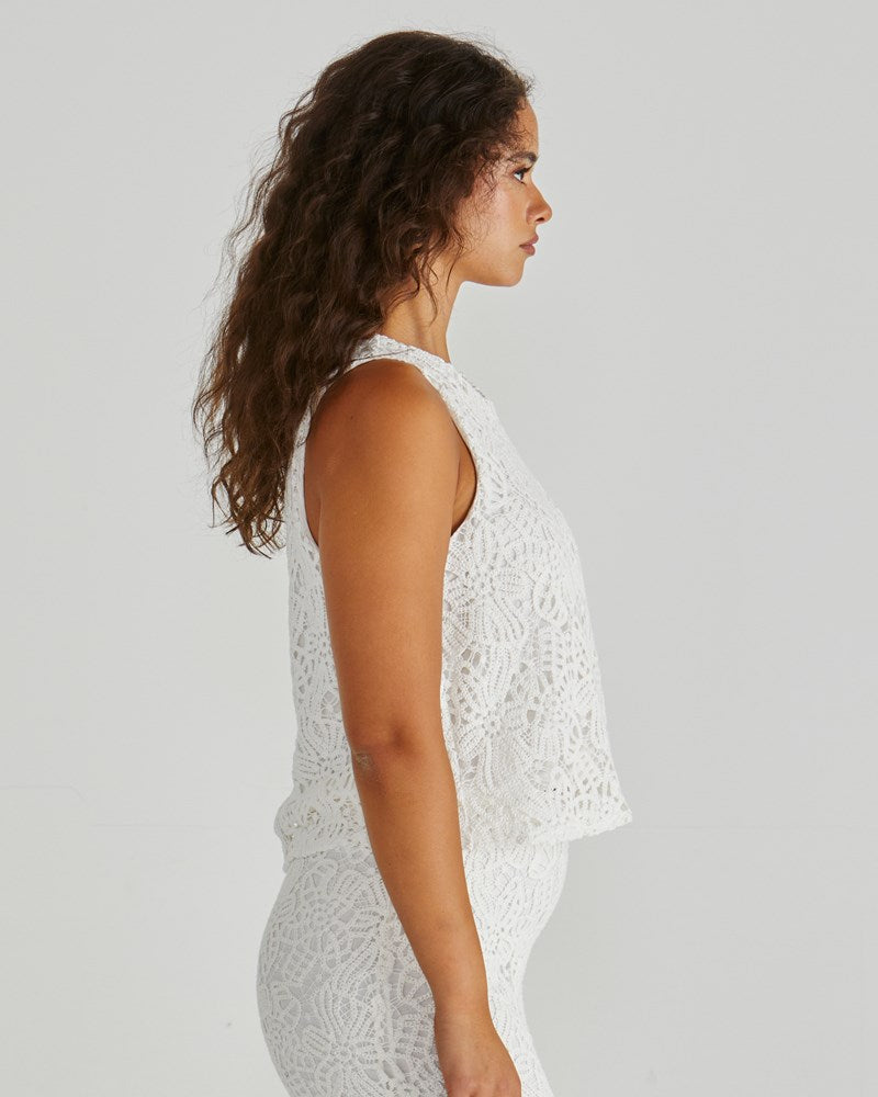 Sass Clothing Kai Crochet Lace Tank (White)
