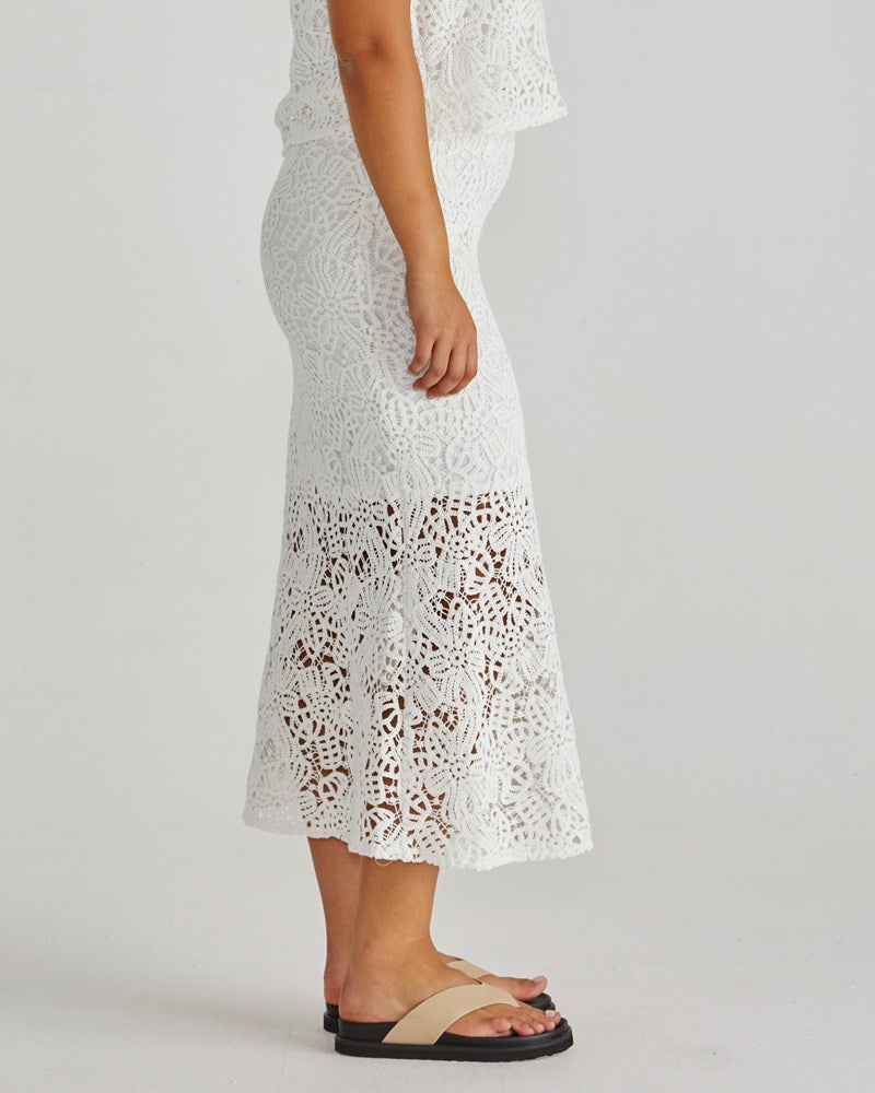 Sass Clothing Kai Crochet Lace Skirt (White)
