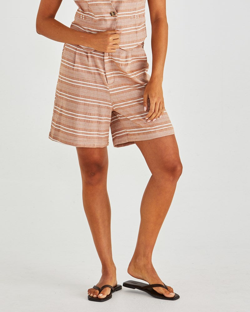Sass Clothing Lea Short (Terracotta Stripe)