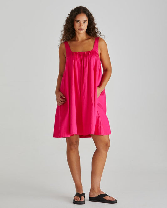 Sass Clothing Ellis Mini Baby Doll Dress (Hot Pink)