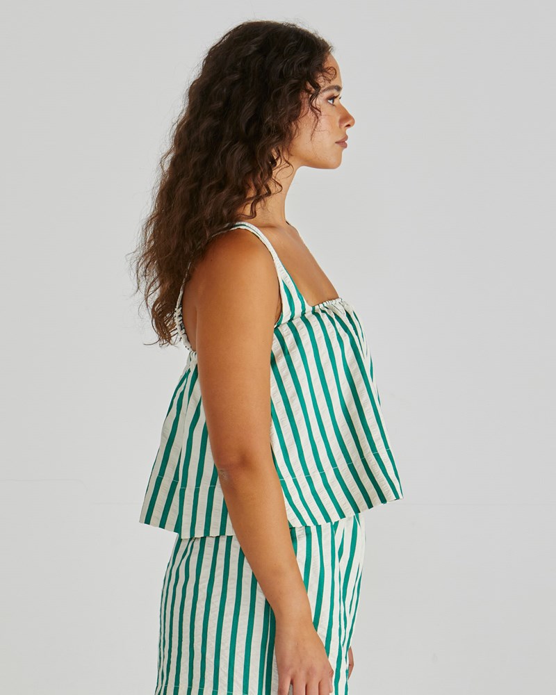 Sass Clothing Henri Baby Doll Top (Green Stripe)
