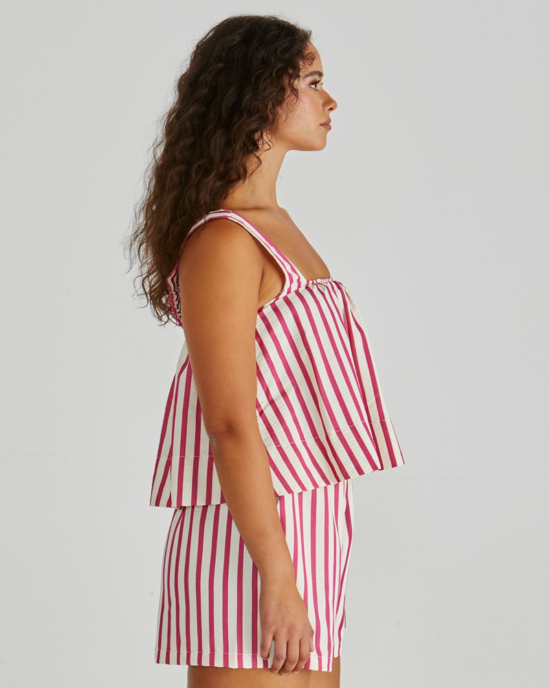 Sass Clothing Henri Baby Doll Top (Pink Stripe)