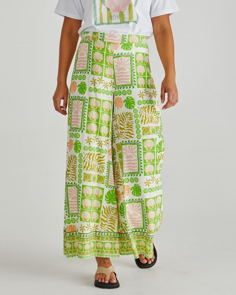 Sass Clothing Emmett Wide Leg Pant (Green Shell Patchwork)