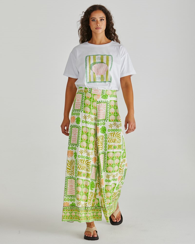 Sass Clothing Emmett Wide Leg Pant (Green Shell Patchwork)