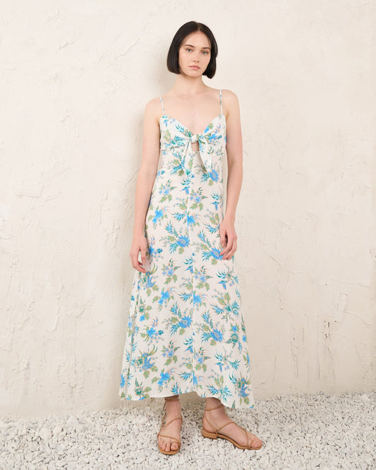 HEYCHIC Madilyn Floral Midi Dress (Blue)