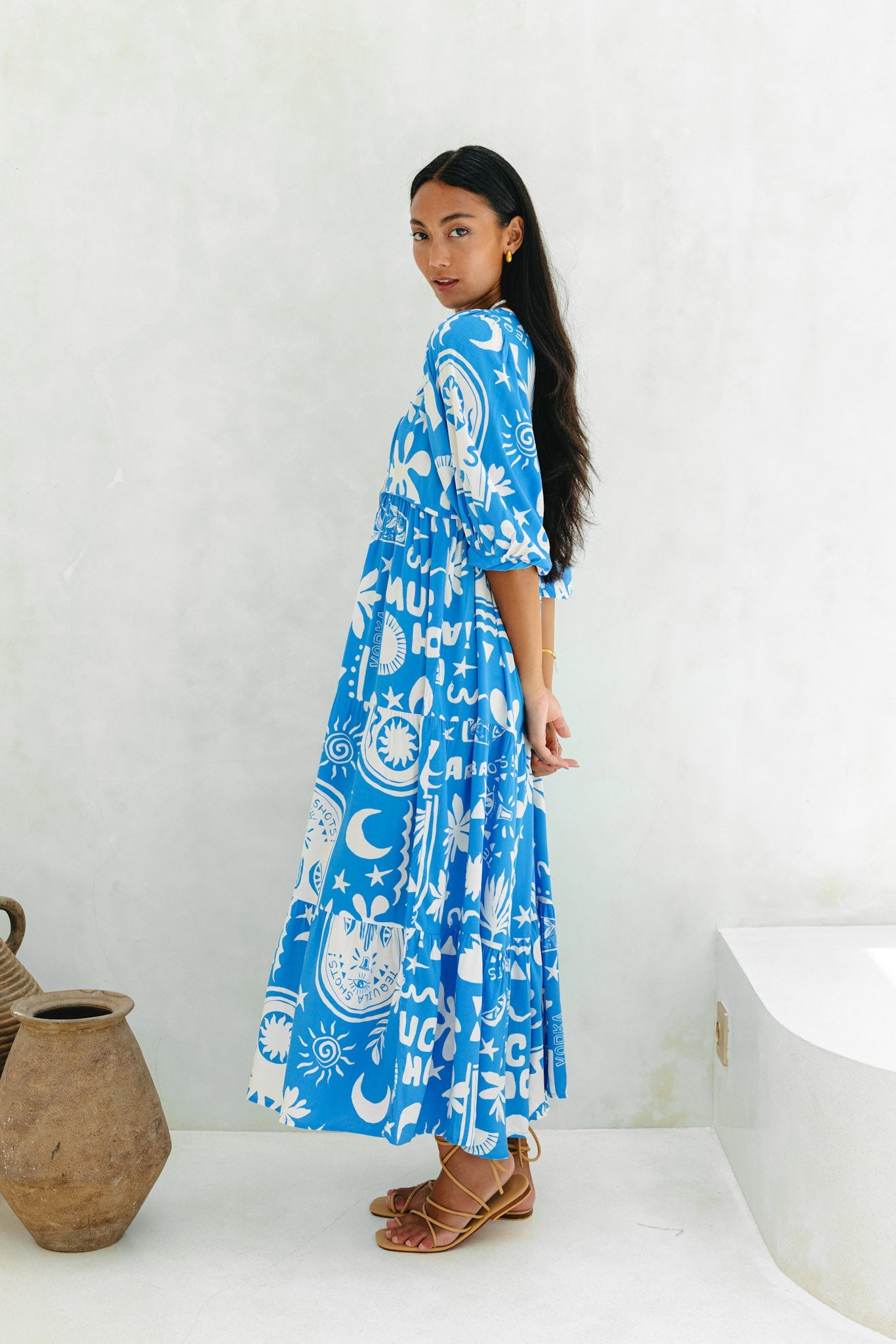 Heychic Soquila Tropical Midi Dress (Blue)