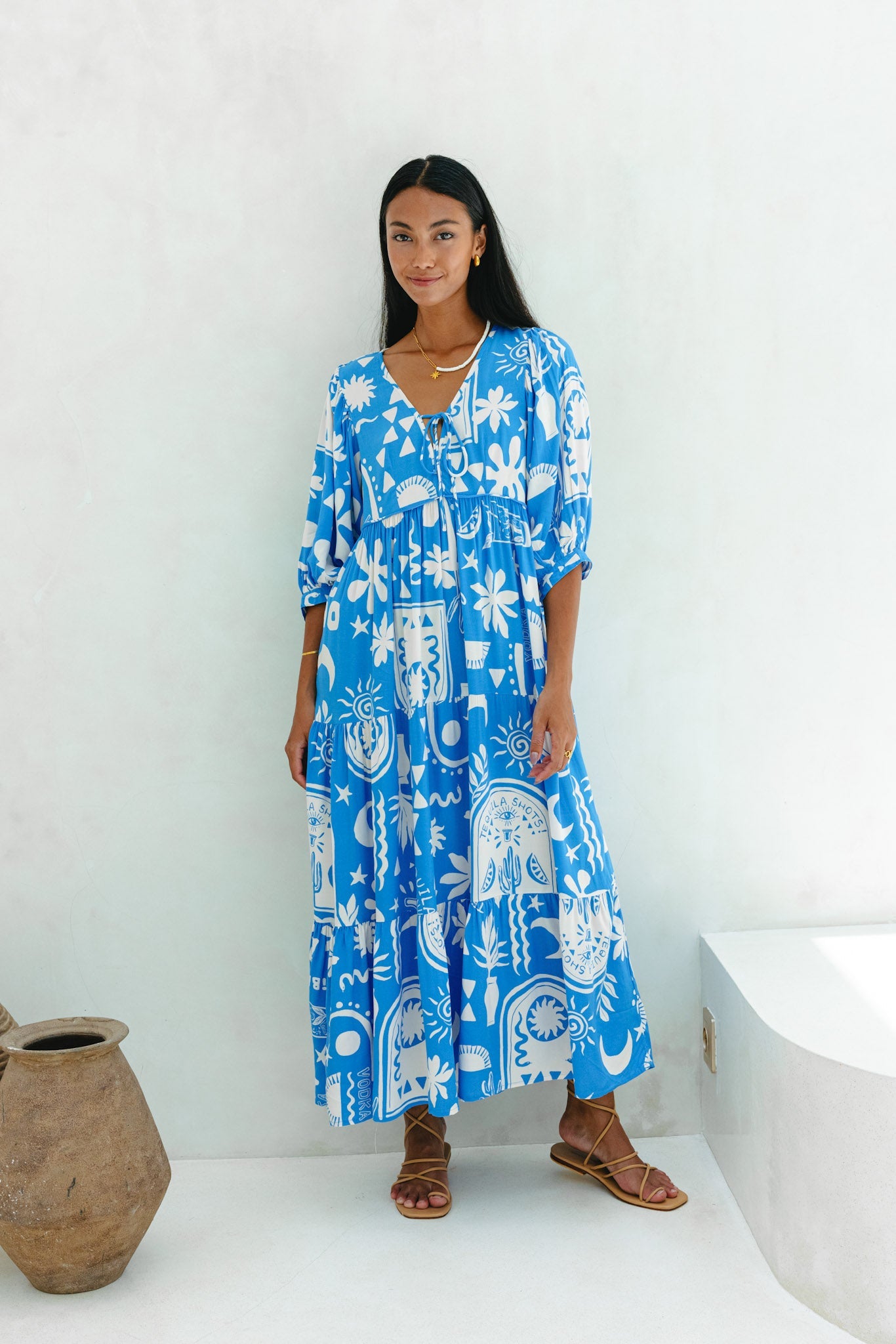 Heychic Soquila Tropical Midi Dress (Blue)