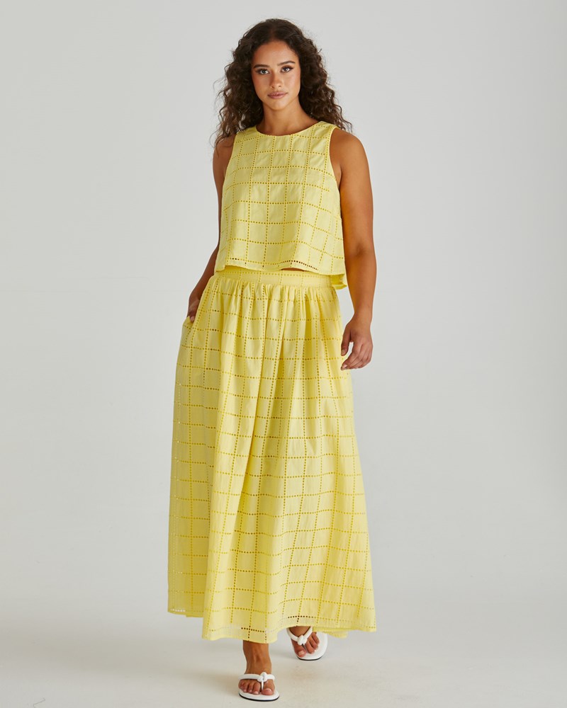 Sass Clothing Helmi Broderie Tank (Yellow)