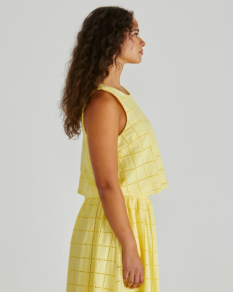 Sass Clothing Helmi Broderie Tank (Yellow)