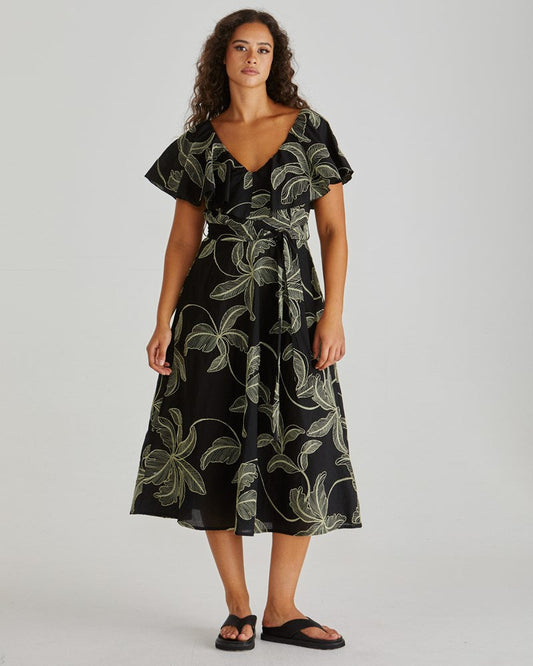Image of Dresses. Product name - Rosita Ruffle Dress Black in Black colour by brand - Sass Clothing