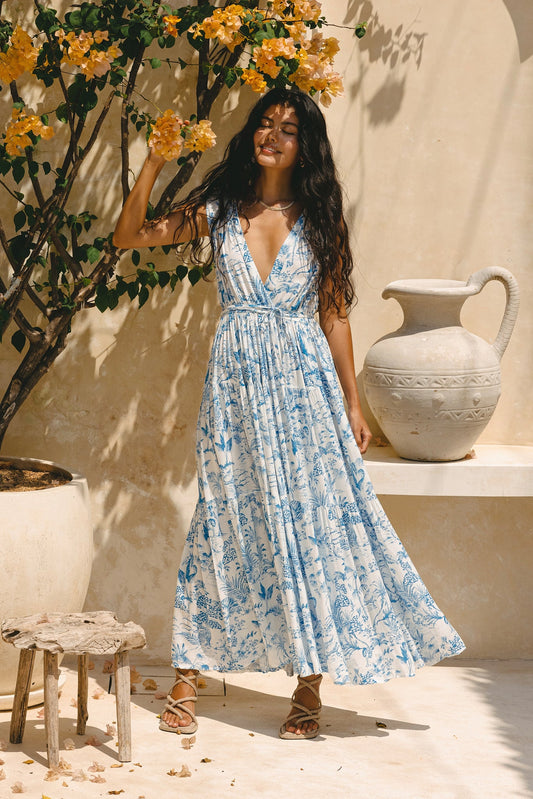 Image of Dresses. Productname: Heychic Avalon Tropical Toile Maxi Dress in Blue colour by brand - Heychic