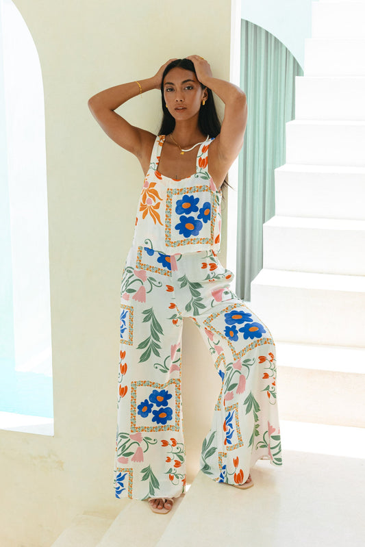 Image of Bodysuits. Product name - Calantha Multicolour Floral Jumpsuit in Floral colour by brand - Heychic