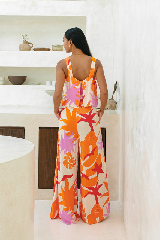 Heychic Calinda Abstract Jumpsuit (Orange)