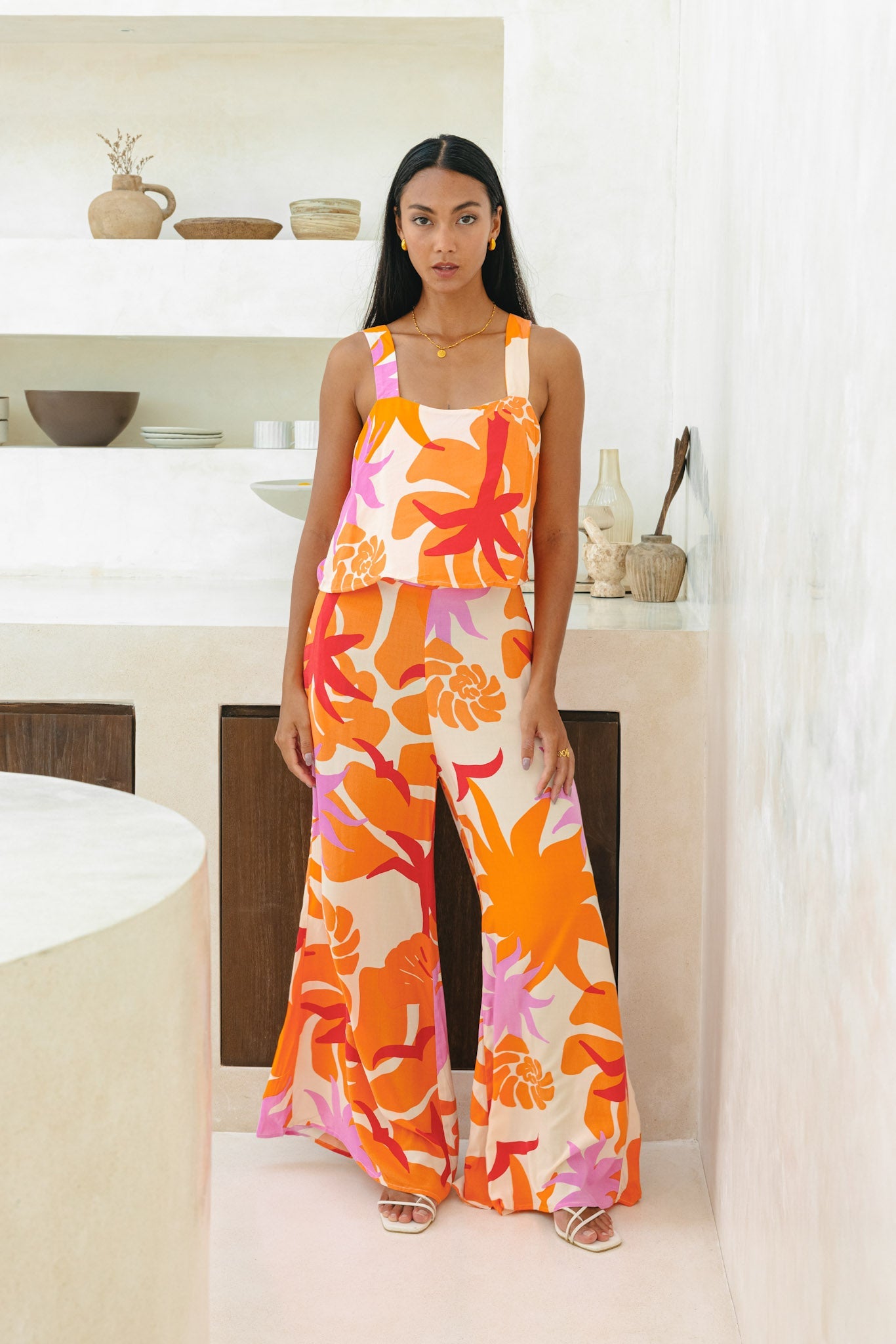 Heychic Calinda Abstract Jumpsuit (Orange)